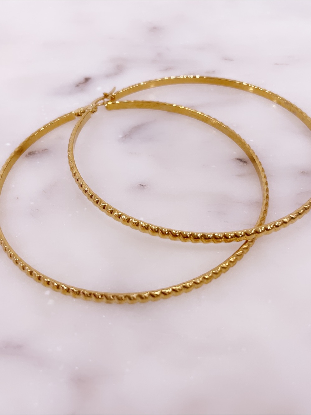 Gold Textured Hoop Earrings - Elegant Women’s Jewelry